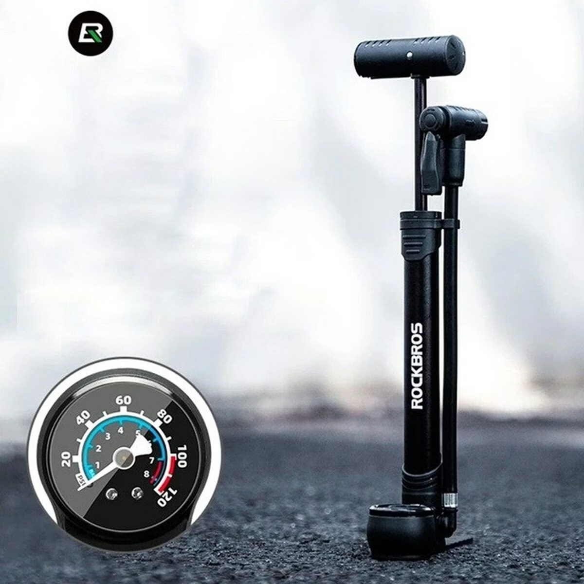ROCKBROS Portable Bicycle Pump with Pressure Gauge - Mini Pump Multifunctional Use
