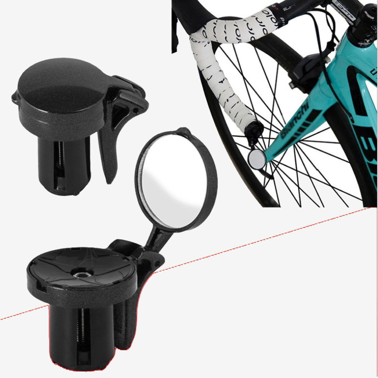 Fietsspiegel Stuur Eind – 360° Verstelbare Stuurspiegel voor Fiets