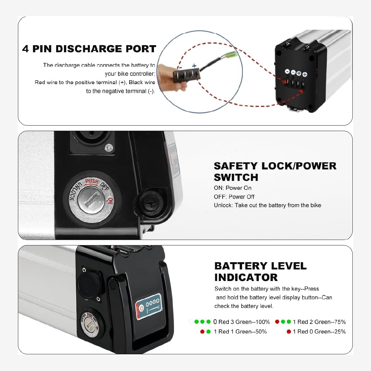 E-bike Pedelec battery 48 V 15 Ah for 250 W bicycle motor
