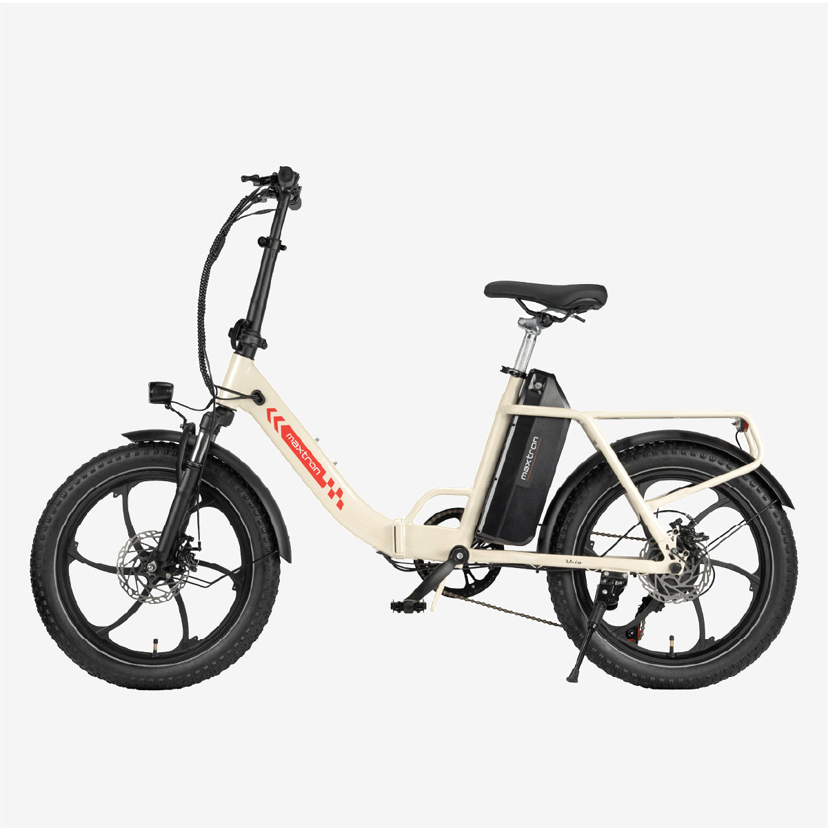 Maxtron Mule Vélo Électrique Crème | E-Bike Pliable avec Pneus 20" x 3.0 Moteur 250W Batterie 48V 20Ah