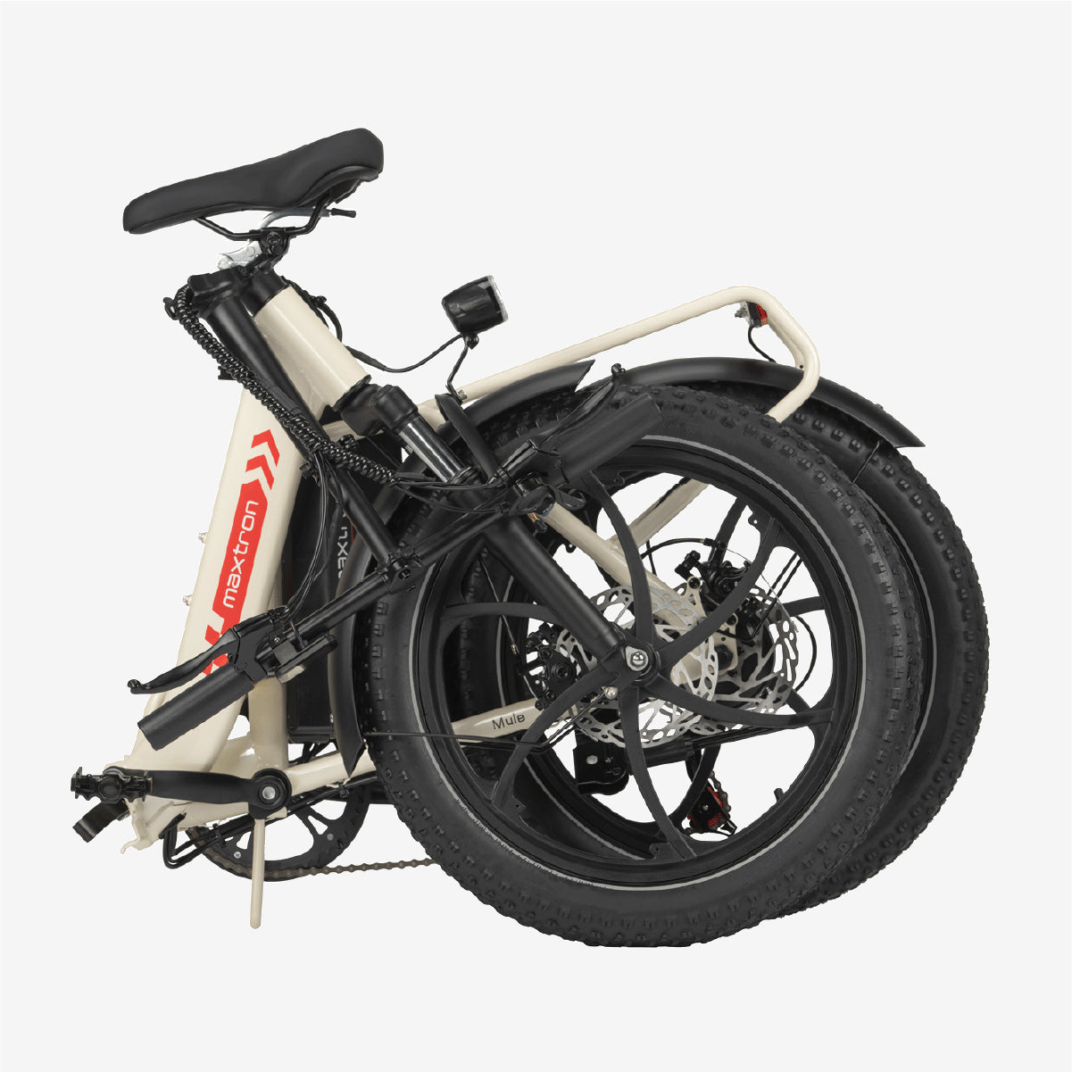 Maxtron Mule Vélo Électrique Crème | E-Bike Pliable avec Pneus 20" x 3.0 Moteur 250W Batterie 48V 20Ah