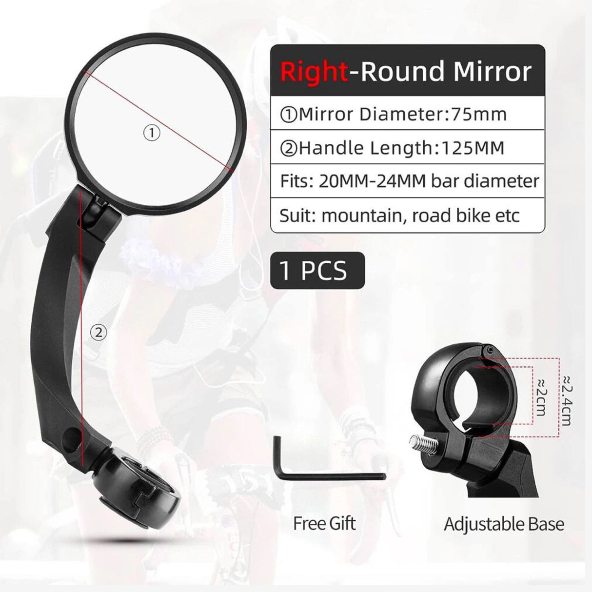 ROCKBROS Rockbros Linker Achterspiegel Fiets - Zwart