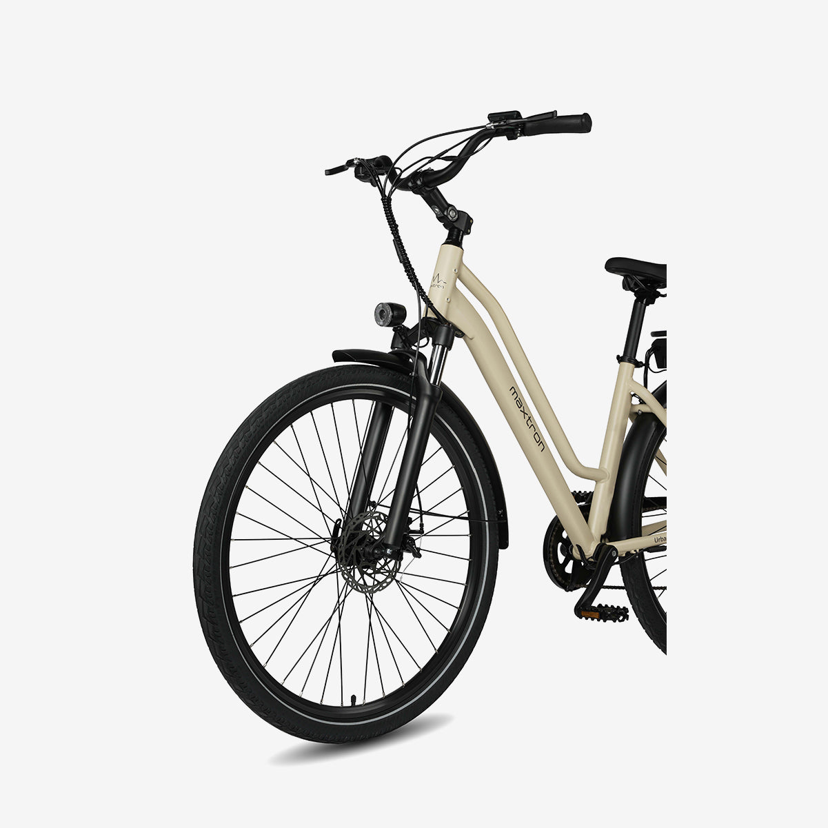 Maxtron Urban 7 Electric Bicycle Beige | 27.5×2.0 Inch Tires - 250W 36V 12.8Ah Battery