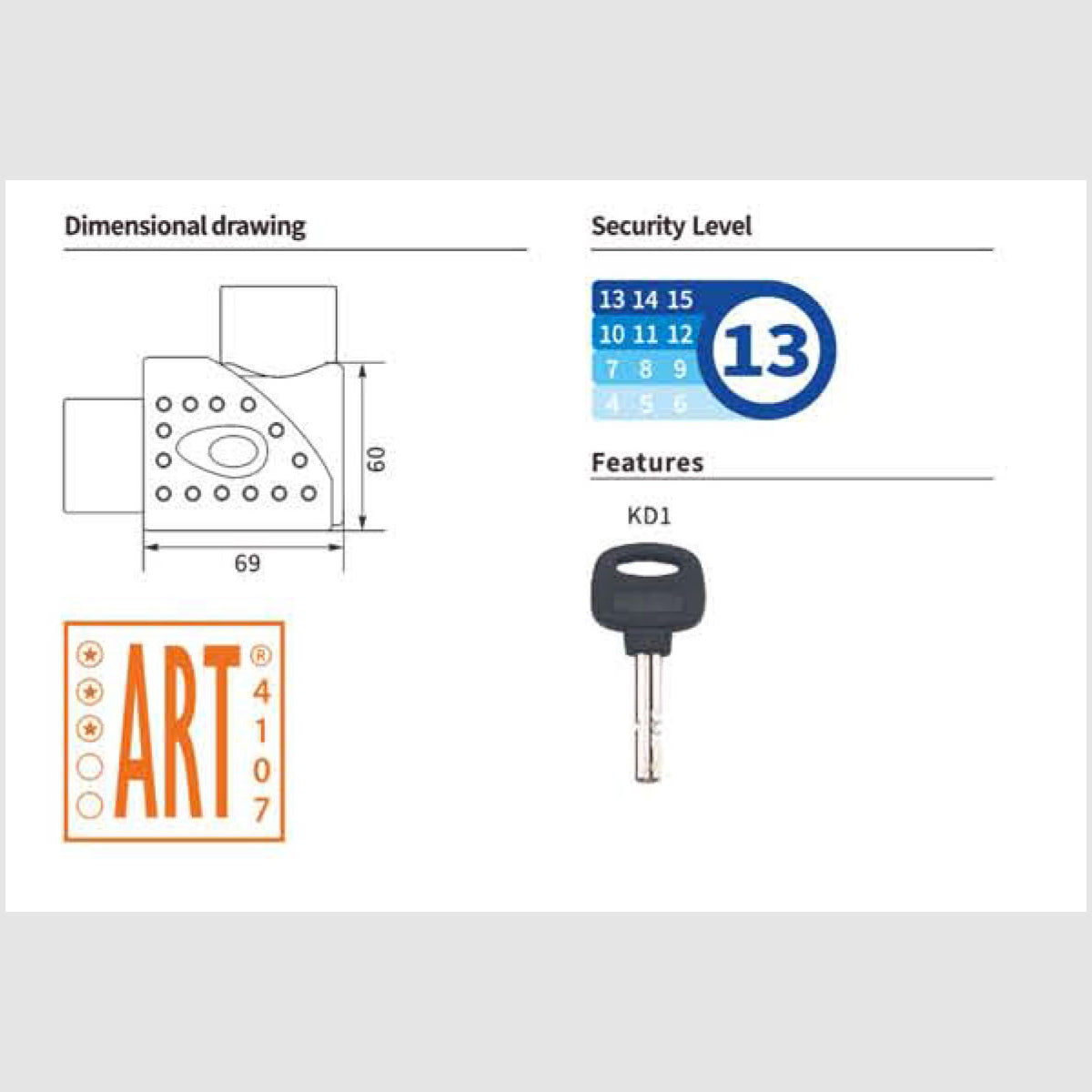 Bicycle lock TY734 - 3 stars