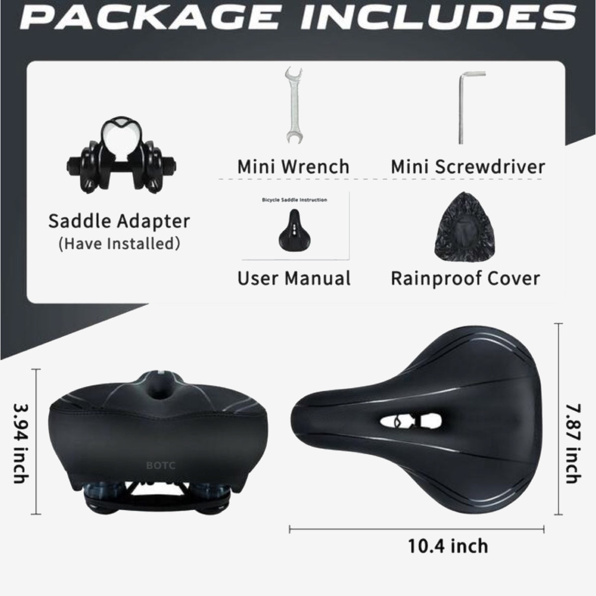 BOTC Comfort Fietszadel met Ventilatie & Zadelhoes