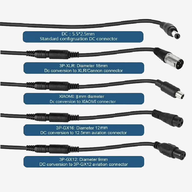 Elektrische fietslader - met 6 batterijladerconnectoren - Universele lader 36V/42V 2A